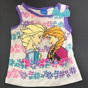 Disney Frozen Kids Tank Top - White with Purple Accents Y2K